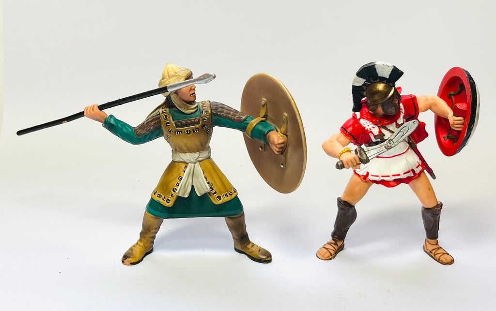 Schleich Saracen Warrior with Spear (Model #70043) and  Spartan Hoplite (model number 39820)