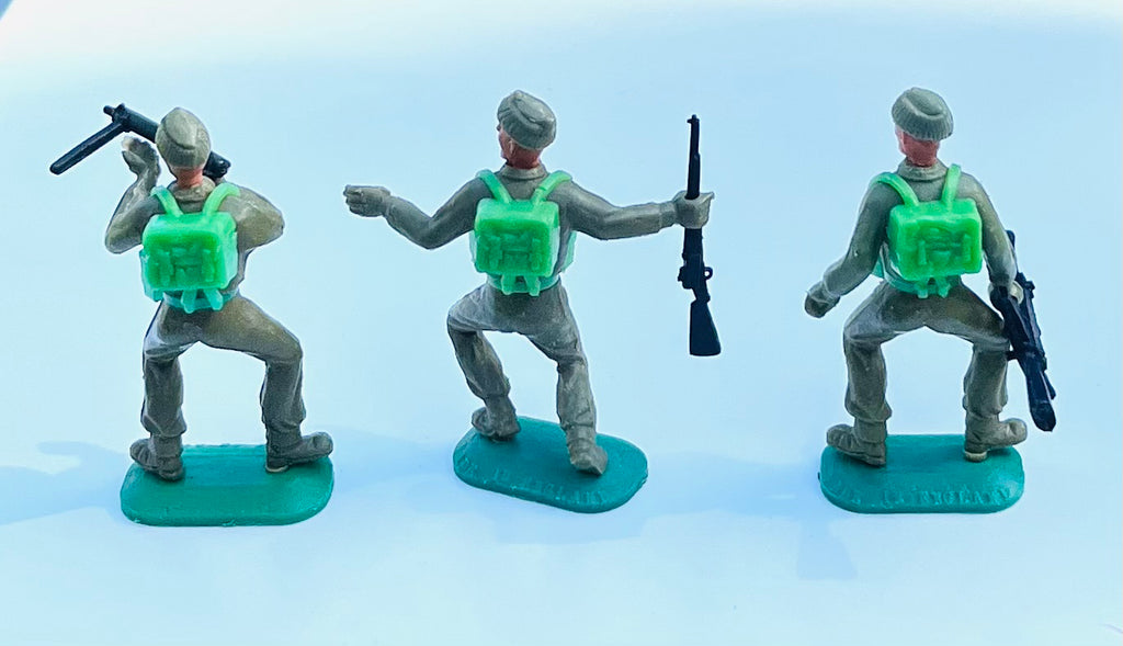 Timpo “commandos” converted heads with original figures x3.
