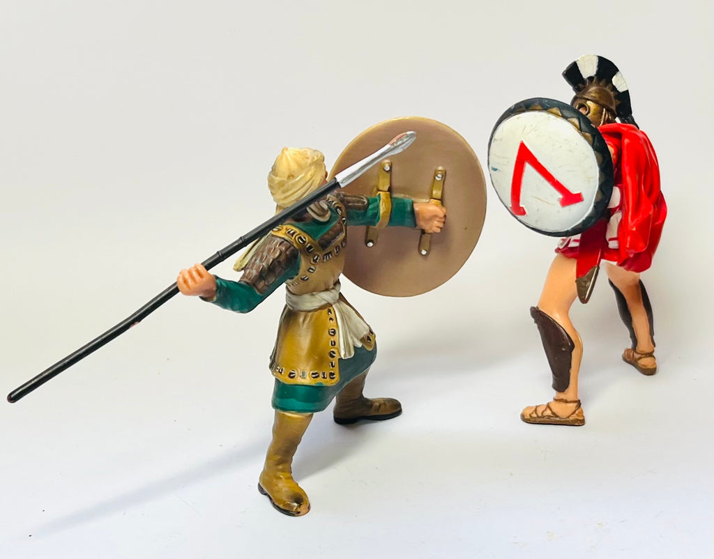 Schleich Saracen Warrior with Spear (Model #70043) and  Spartan Hoplite (model number 39820)