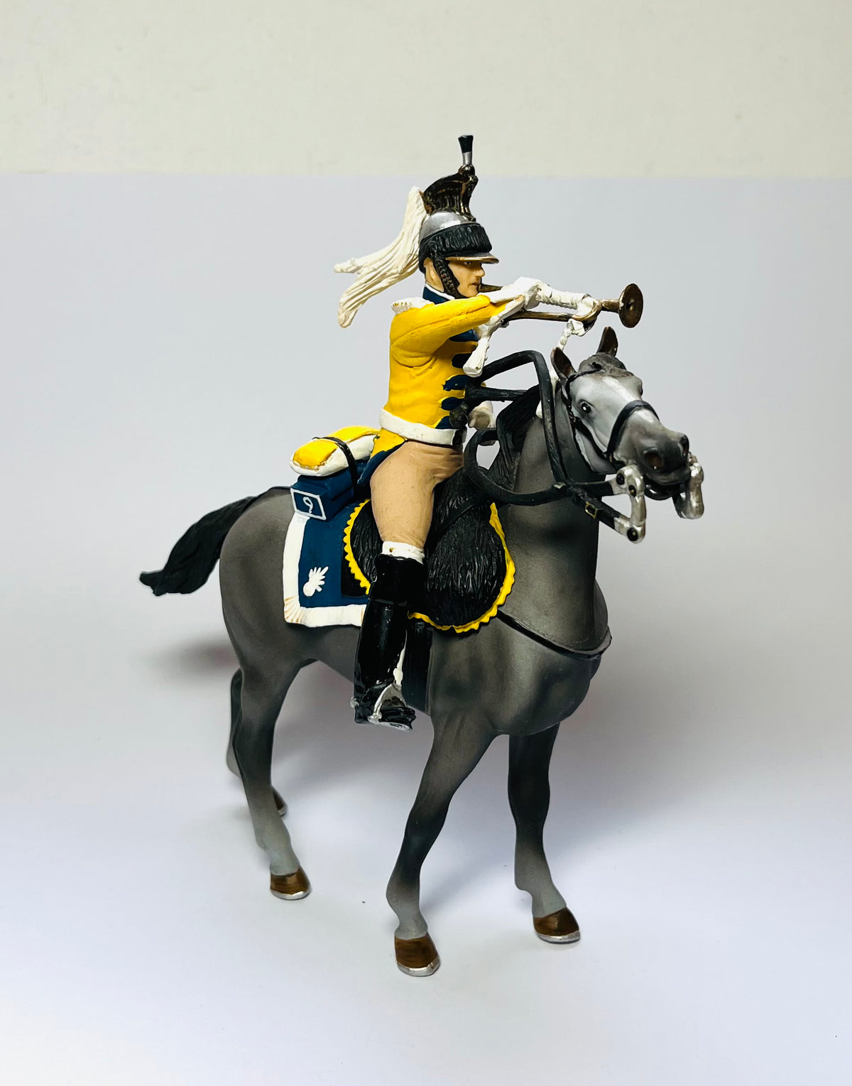 Papo Prestige Mounted Cuirassier Trumpeter. Rare and retired.