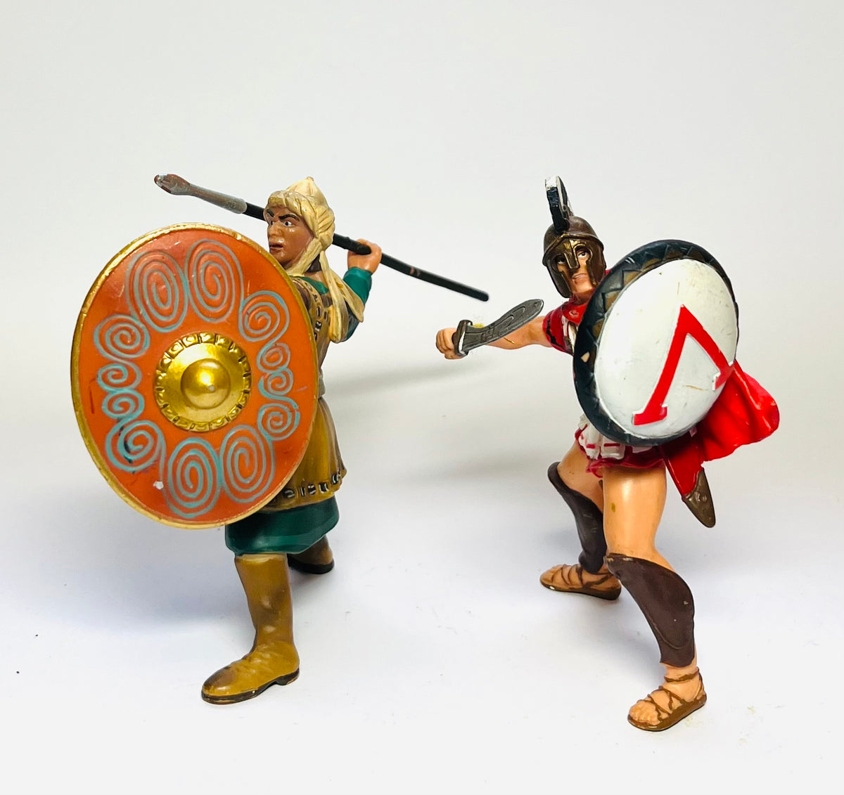Schleich Saracen Warrior with Spear (Model #70043) and  Spartan Hoplite (model number 39820)