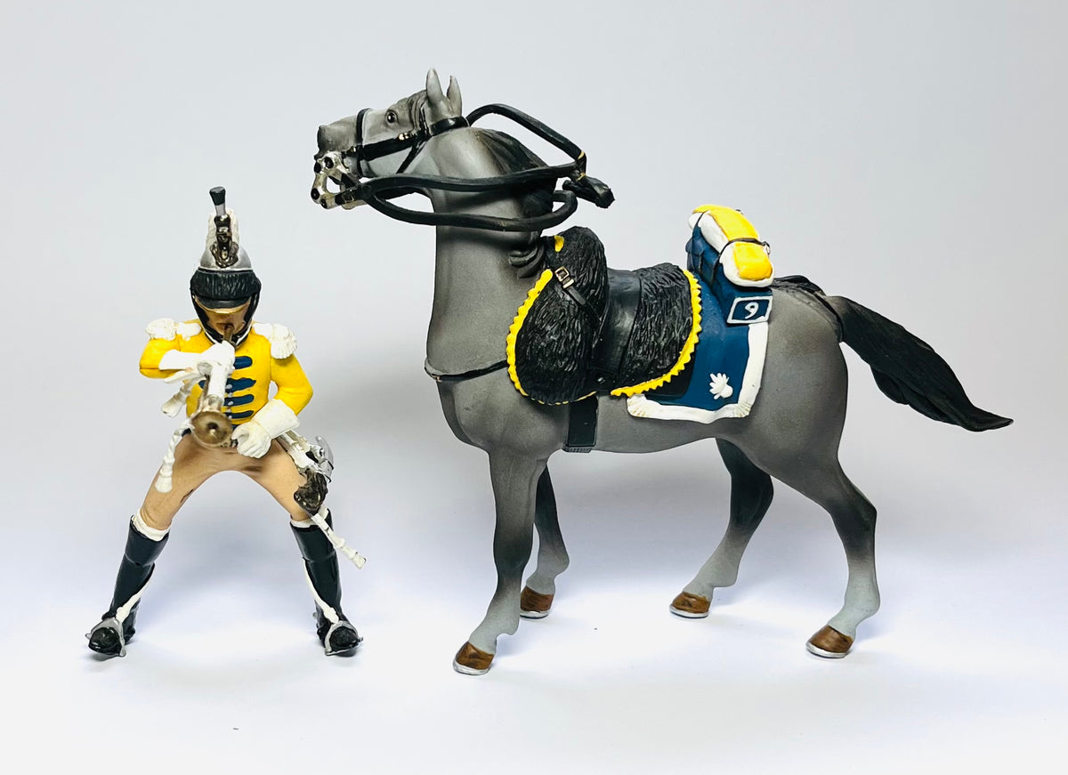 Papo Prestige Mounted Cuirassier Trumpeter. Rare and retired.
